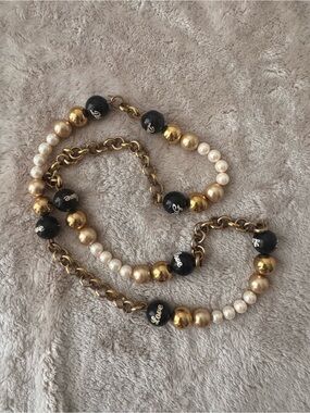 Dolce & Gabbana Gold, Black and Pearl Bead Necklace